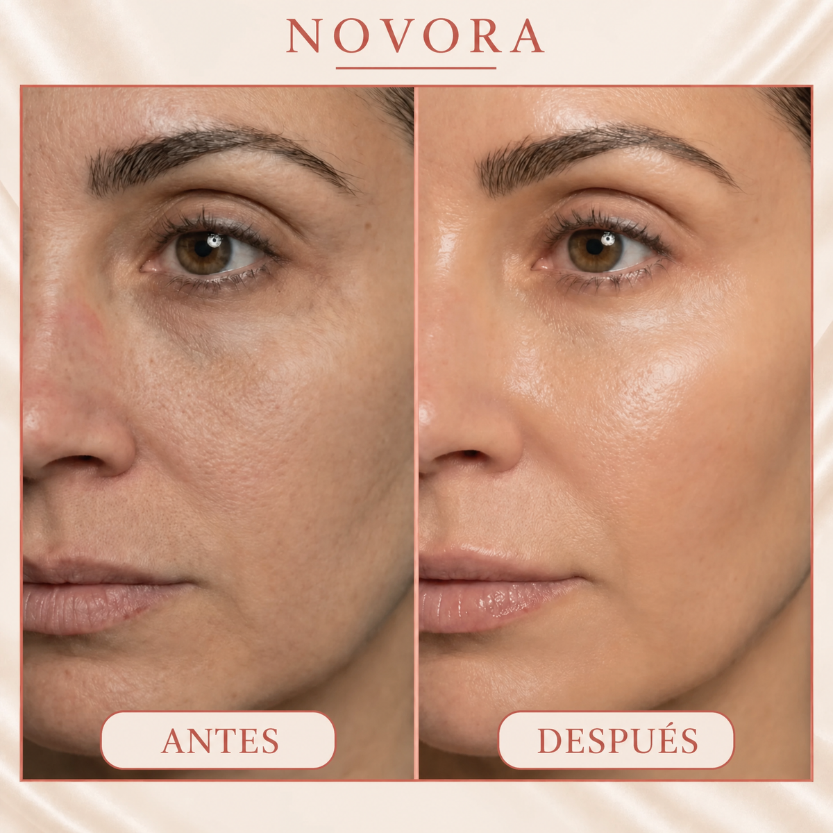 Antes y después con la mascarilla NOVORA